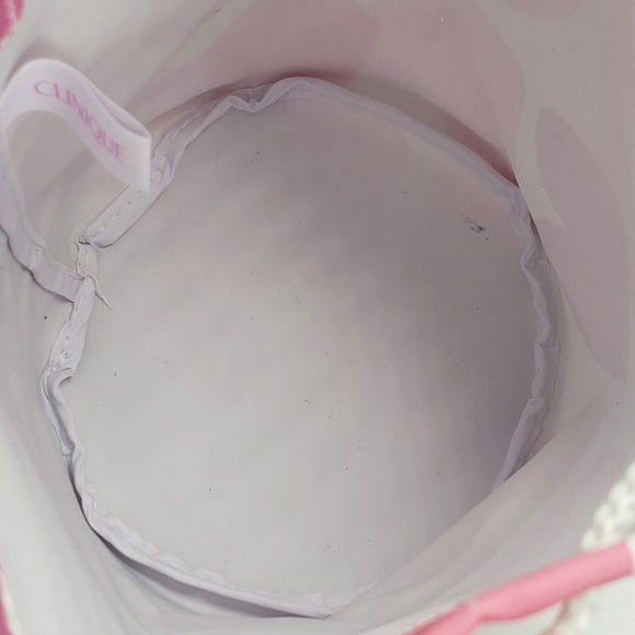 Clinique Makeup Bag Pink White Hearts Cosmetic Pouch Drawstring Travel Case - Picture 15 of 16